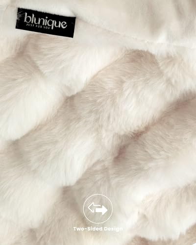 Ultra Soft Cozy Faux Fur Throw Blanket, Fuzzy Plush Thick Bubble Blanket, Oversize Luxury Fluffy Blanket for Couch, Bed, and Living Room, 60x80 Inches, Cream White - color: Cream White, size: Twin