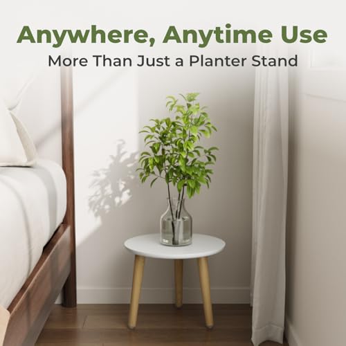Leaf&lull Plant Stand Indoor Small Plant Table for Large Plants Wood Plant Stool Tall Plant Holder for Living Room Bedroom Balcony White - color: white short