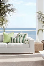 Hofdeco Premium Coastal Hampton Outdoor Performance Bolster Pillow Cover Only, 6"x20" Water Repellent, UV and Fade Resistant for Backyard, Couch, Poolside, Green Woven Beach Stripes - color: Green Beach Stripes 6"x20"