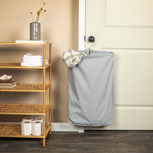 Household Essentials Door Hanging Laundry Bag, Washable Canvas Bag with Loop Handle, Holds Two Loads of Laundry, Great for Dorms and Small Spaces, Grey - color: Grey