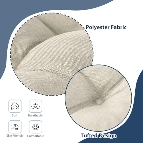 IASEAHK Chair Cushions for Dining Chairs, Seat Cushions for Kitchen Chairs, Indoor Seat Cushions with Ties, Tufted Foam Chair Pads, Non Slip Chair Cushions Set of 6, 15.5" x 15.5" x 4", Beige - color: Beige, size: Pack of 6