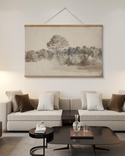 VIYYIEA Extra Large Size Canvas Wall Art, 36x54 Vintage Scroll Hanging Landscape Print, Rustic Watercolor Countryside Scene Wall Décor for Living Room, Bedroom, or Farmhouse - color: Anthony’s Grove