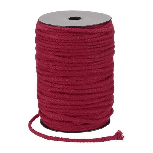 MECCANIXITY Macrame Cord 5mm x 295 ft Handmade Natural Cotton Rope, 8 Strand Twisted Braided Rope Cord for Plant Hanger Wall Hanging Dream Catcher Crafts Home Decoration, Dark Red - color: Dark Red