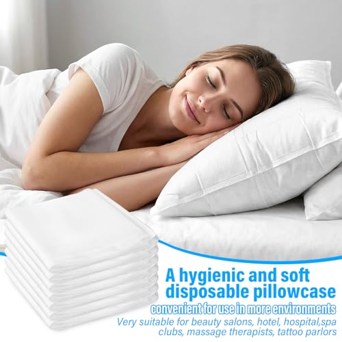 Sukh Disposable Pillow Case Covers Standard Size - White Pillow Cases Bulk Set 15 Pack, Pillow Covers Standard Size 31 x 20 Inch, Travel Pillow Case Cover for Hotels, Guest Rooms, Bedding Supplies