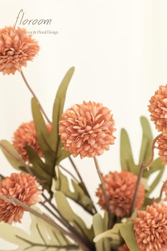 Floroom 5pcs Burnt Orange Faux Silk Mums Artificial Flowers, Bulk Fake Small Mini Chrysanthemums with Stems for DIY Wedding Centerpieces Floral Arrangements Vase Fillers Home Decorations - color: Burnt Orange, size: 5pcs