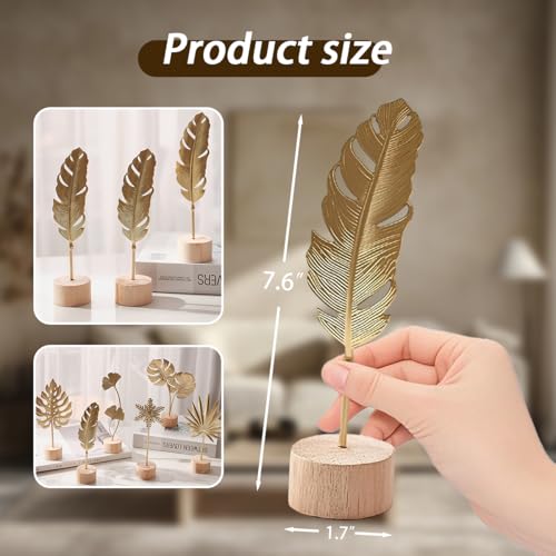 Gold Leaf Home Decor Set - Metal Leaves Statues, Modern Artistic Sculptures for Living Room, Office, Shelf & Home Decorative, Handmade 3D Botanical Accents (Monstera, Feather, Ginkgo, 3PCS) - color: Monstera, Feather, Ginkgo