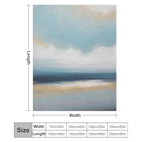 Fashion Gradient Blanket, Modern Art Abstract Blue Sea View Painting Strokes Pattern Soft Warm Cozy Plush Flannel Covers for Livingroom Bedroom Couch Chair Camping Travel Home Decor Tapestry 30x40in - color: Abstract-10, size: 30W" x 40L"