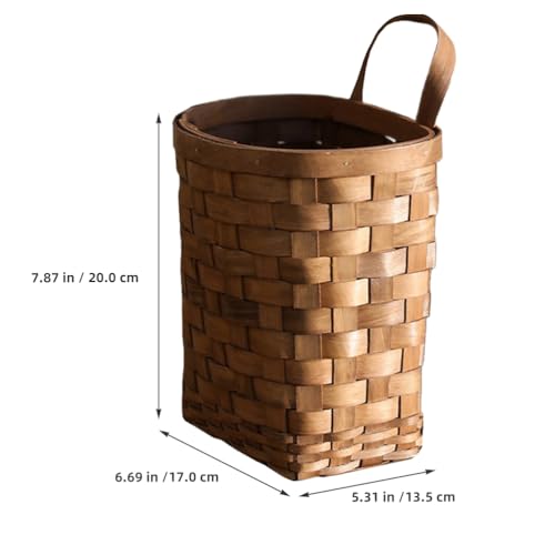 Cabilock Handwoven Wicker Hanging Basket 9.84X6.69X10.62In Rustic Wall Storage Planter for Kitchen Vegetables Fruits and Flower Display - color: Coffeex2pcs, size: 25X17X13.5CMx2pcs