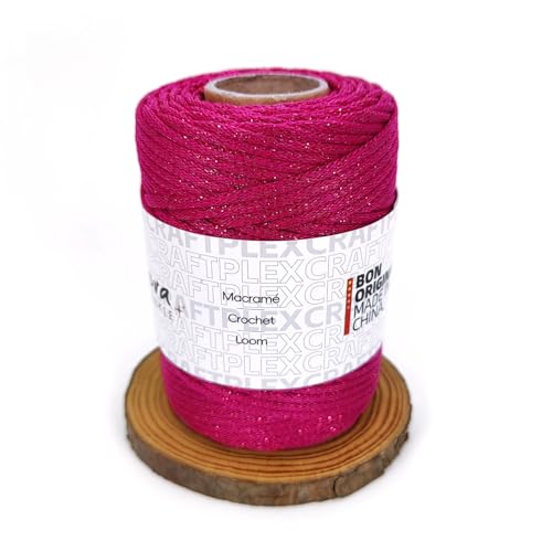 3mm Sparkle Polyester Macramé Cord - 150g/66yds Metallic Glitter Braided Cord for Crocheting Bags, Baskets, Macramé Plant Hangers & DIY Crafts, Machine Washable (5#Red) - color: 5#Red