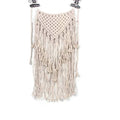 Macrame Wall Hanging Woven Wall Art Beige Fringe Tassel Garland Banner Macrame Tapestry Boho Wall Decor for Apartment Dorm Living Room Bedroom Baby Nursery Art Party Wedding Backdrop Decoration