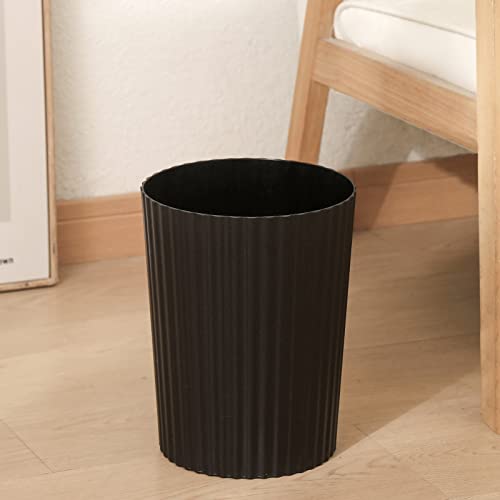 JiatuA Small Trash Can Plastic Wastebasket Round Garbage Container Bin for Bathroom, Kitchen, Bedroom, Home Office, College Dorm, Black 2 Pack - color: Black, size: 1.8 Gallons, 2 Pack