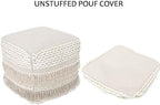 REDEARTH · UNSTUFFED Pouf Ottoman Cover Boho Textured Storage Cube Poof, Farmhouse Accent Pouffe Footrest for Living Room, Bedroom, Nursery, kidsroom, Nook; 100% Cotton (18x18x18; Natural)
