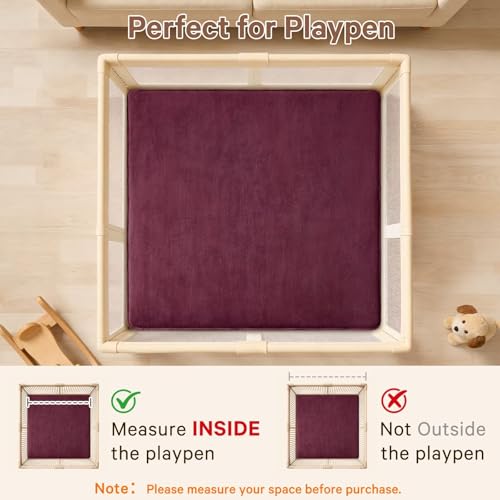 Baby Play Mat for Floor,Ultra Thick Elastic Foam 50"x50" Playmat Tummy Time Muscle Crawling Exercise Activity Cushion Gym Mat Nursery Playroom Area Kids Rug for Babies, Toddlers,Infants,Burgundy - color: Burgundy, size: 50"x50"