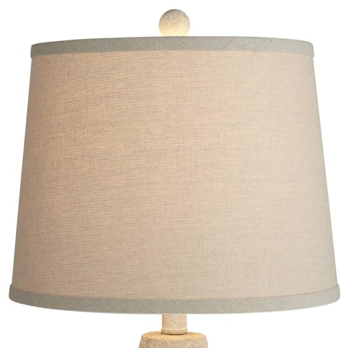360 Lighting Romeo 23 1/2" High Jar Small Farmhouse Rustic Natural Cottage Coastal Accent Table Lamps Set of 2 Beige Distressed Earth Tone Finish Shade Living Room Bedroom Bedside Nightstand