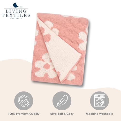 Living Textiles Pink Floral Daisy Chenille Soft Baby Blanket Reversible Premium Cozy Fabric for Best Comfort - Infant,Toddler,Newborn,Swaddle,Nursery,Boy,Girl,Unisex, Throw,Crib,Stroller,Gift 40x30in - color: Floral Daisy