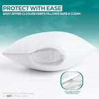Set of 6 Pillow Protectors with Zipper Queen Size, Bed Bug and Dust Mite Proof Pillow Covers, Ultra Soft Pillow Encasements, Moisture Wicking and Waterproof Pillow Cases by Utopia Bedding (White) - size: Queen (Pack of 6)