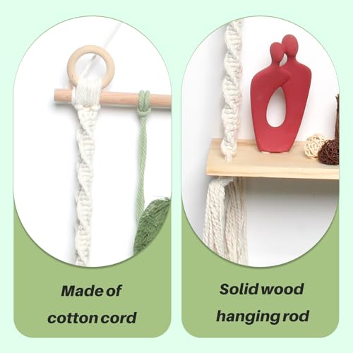 Macrame Wall Hanging Bohemian Woven Tapestry Chic Woven Leaf Tassels Decoration Handmade Wall Art Home Decor for Apartments, Dorms, Living Rooms, Bedrooms, Nursery Backdrop - color: Green Leaf