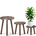 3-Pack Upgrade Thicken Wood Plant Stand Indoor, for 6-12 Inch Pots, Plant Stool Water-resistant Pinewood, Mid Century Modern Decor, Plant Stand 3 Sizes, for Living Room, Balcony, Office(Dark Brown)