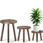 3-Pack Upgrade Thicken Wood Plant Stand Indoor, for 6-12 Inch Pots, Plant Stool Water-resistant Pinewood, Mid Century Modern Decor, Plant Stand 3 Sizes, for Living Room, Balcony, Office(Dark Brown)