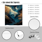 Celestial Whale under Moon Fantasy Ocean Tapestries Modern Boho Contemporary Wall Art Tapestry Wall Hanging Elegant Stunning Home Decor for Bedroom Living Room Apartment Office (YGST3989,50x60 inch)