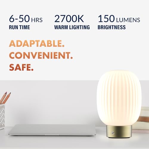 ‎Newhouse Lighting Altura, Brass 2700K Dimmable Cordless USB-C Rechargeable Glass Table Lamp NHTL-AL-BRS, Cordless Desk Lamp for Living Room, Bedroom, Coffee Table, and Other Cozy Home Decor - style: Altura Table Lamp