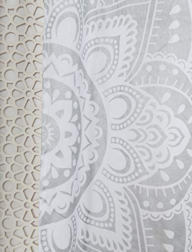 Popular Handicrafts Printed Curtains for Living Room Set of 2 Indian Hippie Bohemian Beautiful Ombre Color Mandala Curtain for Bedroom Panels White Valance 83 x 38 Inches - color: White Silver, size: 38"W x 83"L (Pack of 2)