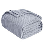 EMME Cotton Muslin Throw Blanket Couch Breathable Gauze Blanket Soft Lightweight Blankets Adults (Dusty Blue, 50"x60") - color: 11 - Dusty Blue, size: Throw (50" x 60")
