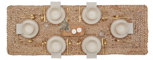 Savi Home Farmhouse Jute Burlap Table Runner 36 Inches Long, Organic Eco-Friendly Rustic Vintage Dining Table Runner, 13x36 Natural Jute Braided Table Runner - color: Natural, size: 1'1" x 3' (Rectangular)