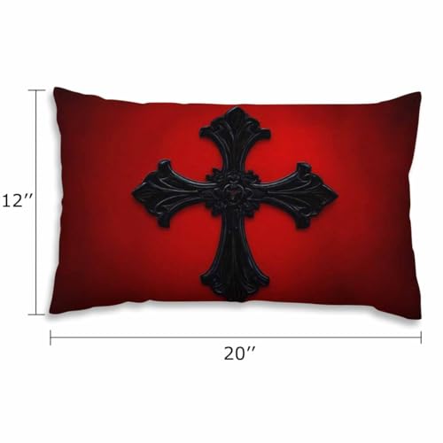EKOBLA Black Look Medieval Lumbar Throw Pillow Cover Red Velvet Black Gothic Cotton Linen Throw Waist Pillow Case Decorative Cushion Cover Pillowcase Sofa Lumbar 12x20 Inches - color: Multi-bs09, size: 20" x 12" (Pack of 1)