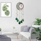 Green Moon Crystal Tree of Life Dream Catcher with Agate Pendant | Handmade, Wall Decor, Wall Hanging Ornament, Bedroom Living Room Home Decor