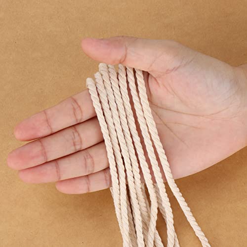 Macrame Cord 3mm x 240Yards（720Feet, Natural Cotton Macrame Rope - 3 Strands Twisted Macrame Cotton Cord for Wall Hanging, Plant Hangers, Crafts, Gift Wrapping and Wedding Decorations - color: Natural Color, size: 0.12 in x 240 yd