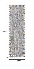 SAFAVIEH Cape Cod Collection Runner Rug - 2'3" x 10', Blue & Beige, Handmade Boho Braided Jute & Cotton, Ideal for High Traffic Areas in Living Room, Bedroom (CAP201C) - color: Blue/Beige, size: 2'3" x 10' (Runner)