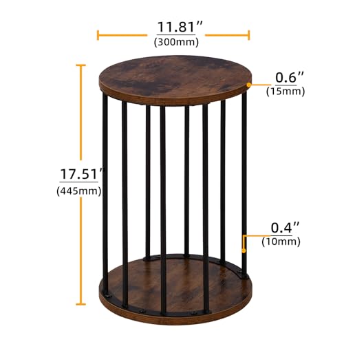 Plant Stand Indoor,small plant stool,Flower Pot Corner stand holder,Mid Century Heavy Duty Metal Tall Home Decor,Modern Round End Table,Small Rustic Display Stand for Living Room,Bedroom(Brown,18In) - color: 45cm brown