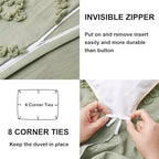 Oli Anderson Tufted Duvet Cover King Size, Soft and Lightweight Duvet Covers Set for All Seasons, 3 Pieces Boho Embroidery Shabby Chic Bedding Set (Mist Sage, King, 104"x90") - color: Mist Sage, size: King(104"×90")