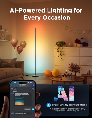 Govee RGBIC Floor Lamp Basic, 1000lm LED Corner Lamp Works with Alexa, Smart Modern Floor Lamp with Music Sync and 16 Million DIY Colors, Color Changing Standing Lamp for Bedroom Living Room Blue - color: Blue