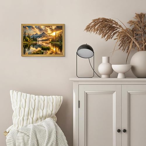 Framed Canvas Wall Art 8x10 Inch, Vintage Landscape Wall Art Decor, Countryside Farmhouse Sunset Landscape Wall Decor, Retro Mountain Vintage Painting Prints for Living Room Bedroom Home Bathroom Decor - color: Landscape Painting D, size: 10"L x 8"W