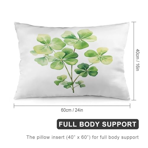Pillows Cover Watercolor Green Lucky Clover Decorative Lumbar Cushion Cases 16 "x24 Patrick's Day Spring Decorative Pillow for Home Bed Sofa Living Room Decorative - color: Pattern-2, size: 24" x 16" (Pack of 1)