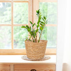 FOMIYES Woven Straw Flower Basket, Seagrass Planters Pot, Garden Plant Pot Containers Wicker Rattan Vase Sundries Organizer Storage Bins for Indoor Outdoor Plants - size: 25X19CM