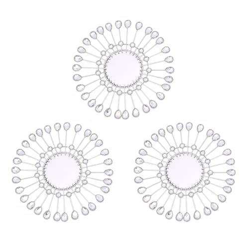 Silver Mirrors 3 PCE, 9 inchSunburst Mirror Hanging Wall Decor, Valentine Decorative Mirror Wall Art, Round Mirrors for Bedroom Living Room Bathroom Kitchen, Warming Valentine Gifts - color: Sliver- C