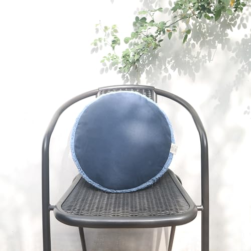 Round Throw Pillow Macaron Shape 16x16 Inches No Zipper Down-Like Polyester Filling Super Soft Feather-Like Touching Floor Pillow Home Décor Circle Cushion for Couch 40cm, Navy Blue, 1 Piece - color: Navy Blue, size: 16"D x 16"W x 6.5"H