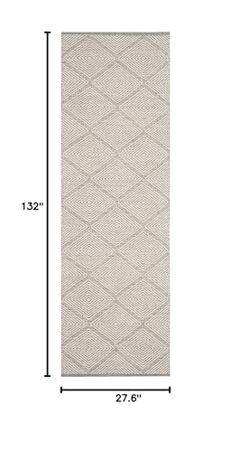 SAFAVIEH Montauk Collection Runner Rug - 2'3" x 11', Grey, Handmade Cotton, Ideal for High Traffic Areas in Living Room, Bedroom (MTK821A) - color: Grey, size: 2'3" x 11' (Runner)