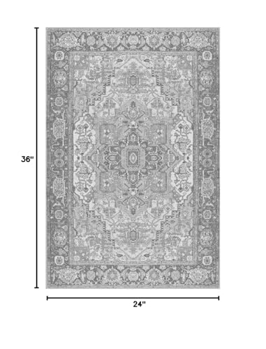 Traditional Medallion Distressed Grey Area Rug 2x3 Washable Soft Oriental Antique Rug for Livingroom Bedroom Diningroom Premium Office Kitchen Hallway Carpet Runners - color: E, size: 2' x 3' (Rectangular)