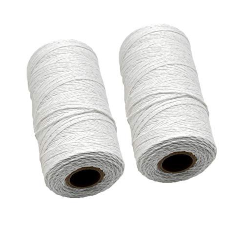 2 Roll 1mm White Pure Cotton Warp Thread Yarn for Weaving Carpet Tapestry Rug Knitting