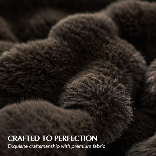 EverGrace Ultra Soft Luxury Fluffy Faux Rabbit Fur Throw Blanket, Thick Warm Bubble Throw for Bed, Cozy Plush Reversible Blankets for Couch, Chair, Sofa, Dark Brown, 50x60 Inches - color: Dark Brown, size: 50"x60"