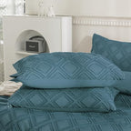 JELLYMONI Pillowcases King Size Grayish Blue 2 Pack Boho Plaid Bed Pillow Covers 20x36in Polyester Envelope Pillow Shams Tufted Bohemian Textured (Pillows are not Included) - color: 05 - Grayish Blue - Grid, size: 36" x 20" (Pack of 2)