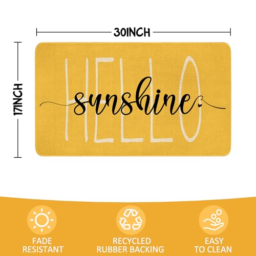 Spring Summer Door Mat,Yellow Hello Sunshine Indoor Outdoor Non-Slip Doormat,Entryway Front Porch Farmhouse Spring Welcome Door Mat for Entrance Decor,30" x 17" - color: 2026 Spring Summer 6