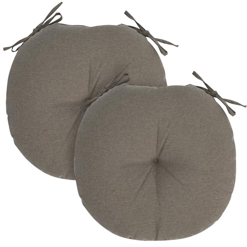 FUNHOME 15"x15"x4" Bistro Chair Cushion Set of 2, Water Repellent Round Outdoor Chair Cushions with Ties, Patio Tufted Chair Pads for Home Garden (Beige Coffee) - color: Beige