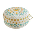 MOCOFO Round Bohemian Ottoman Pouf Cover, 18 Inch, Cotton Blend, Church Window Print, Living Room Storage Footrest, Cover Only (Light Tie-dye Cyan) - color: Light Tie-dye Cyan