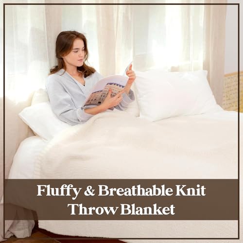 Ultra Soft Throw Blanket for Couch & Bed – Lightweight Fleece Blanket for Aesthetic Room Décor, Cozy Winter Blanket, Gift for Mom or Women - Cream, 50x60 Inches - color: Cream
