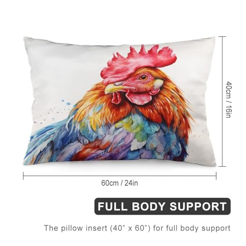 Pillow Case Protector Watercolor Chicken Pillow Cover Funny Farm Animals Pretty Big Cock Decorative Throw Pillow Case Double-Sided Printing Design for Sofa/Couch/Porch 16 "x24 - color: Pattern-7, size: 24" x 16" (Pack of 1)